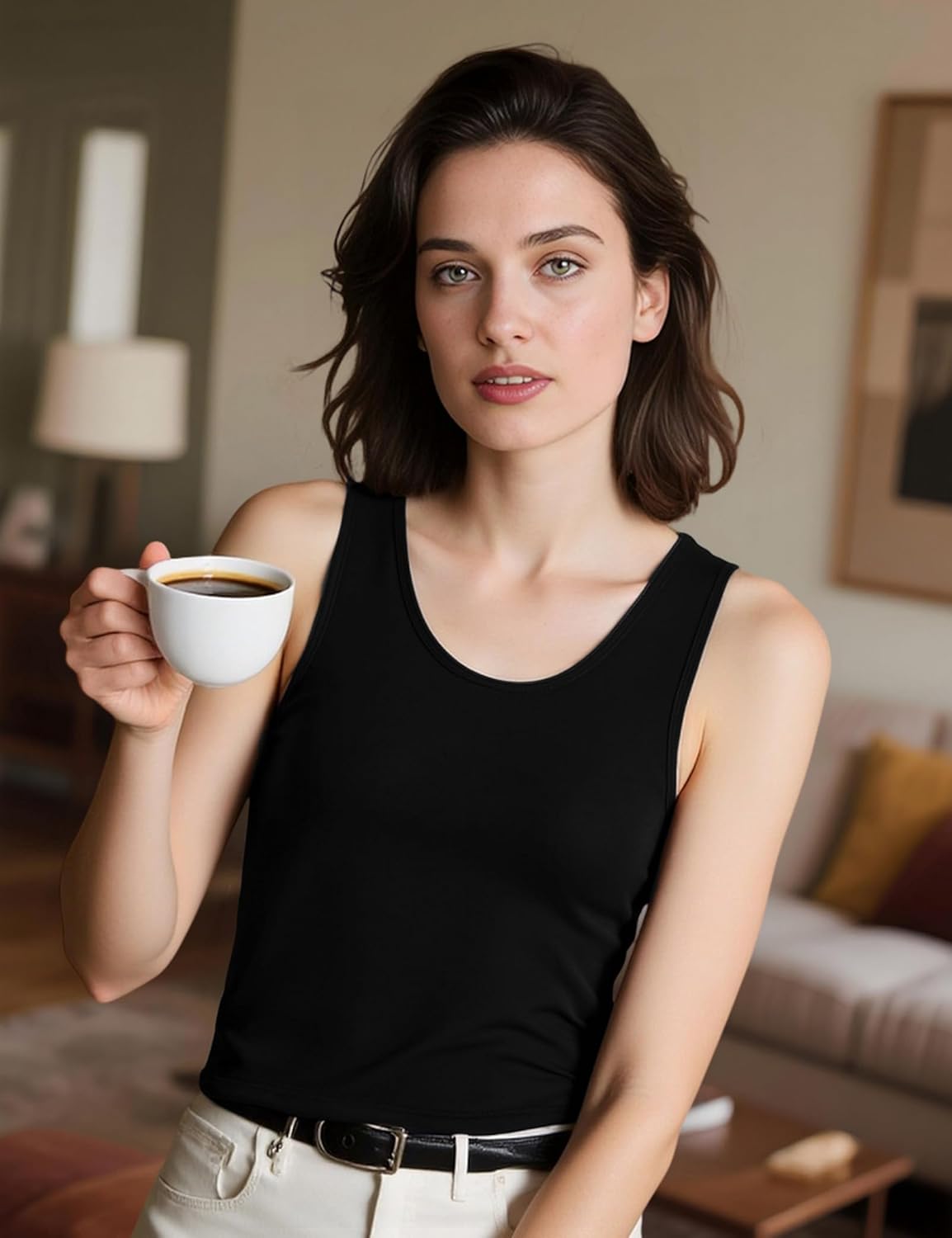 Alizeal 3 Pcs Women's Basic Solid Camisole Stretch Casual Tank Tops