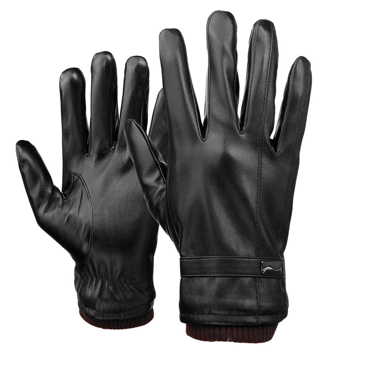 Men's Waterproof Touchscreen PU Leather Winter Gloves - Fleece Lined Thermal Warmth Main image