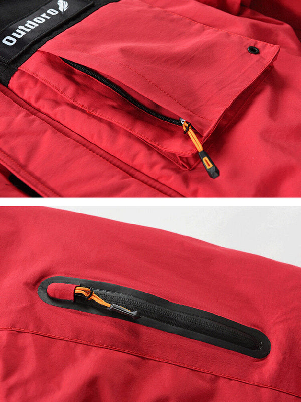 Mens Winter Thicken Multi-Pocket Zipper Fur Hooded Warm Down Coat