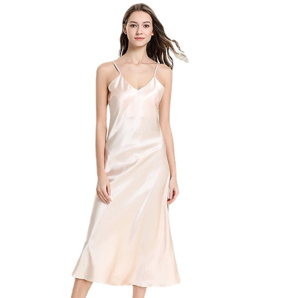 Women's Satin Pajamas Nightgown Sleeveless Backless V-Neck Spring Summer Home Party Gift Claret