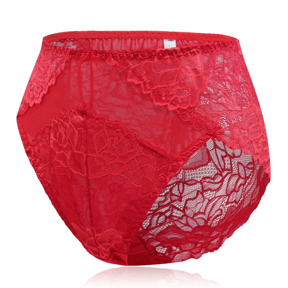 Plus Size Luxury Lace Floral Breathable Briefs