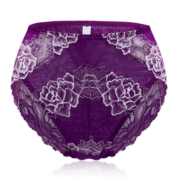 Plus Size Luxury Lace Floral Breathable Briefs