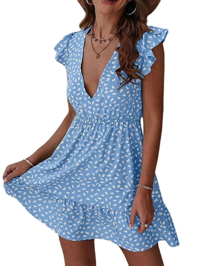 Women's Sleeveless Print Print V Neck Boho Party Slim Strap Dress Main image