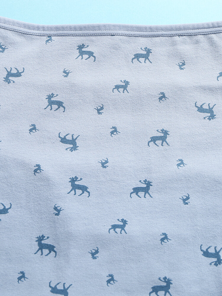 Women's Deer Print Cotton High Waist Stretch Panties