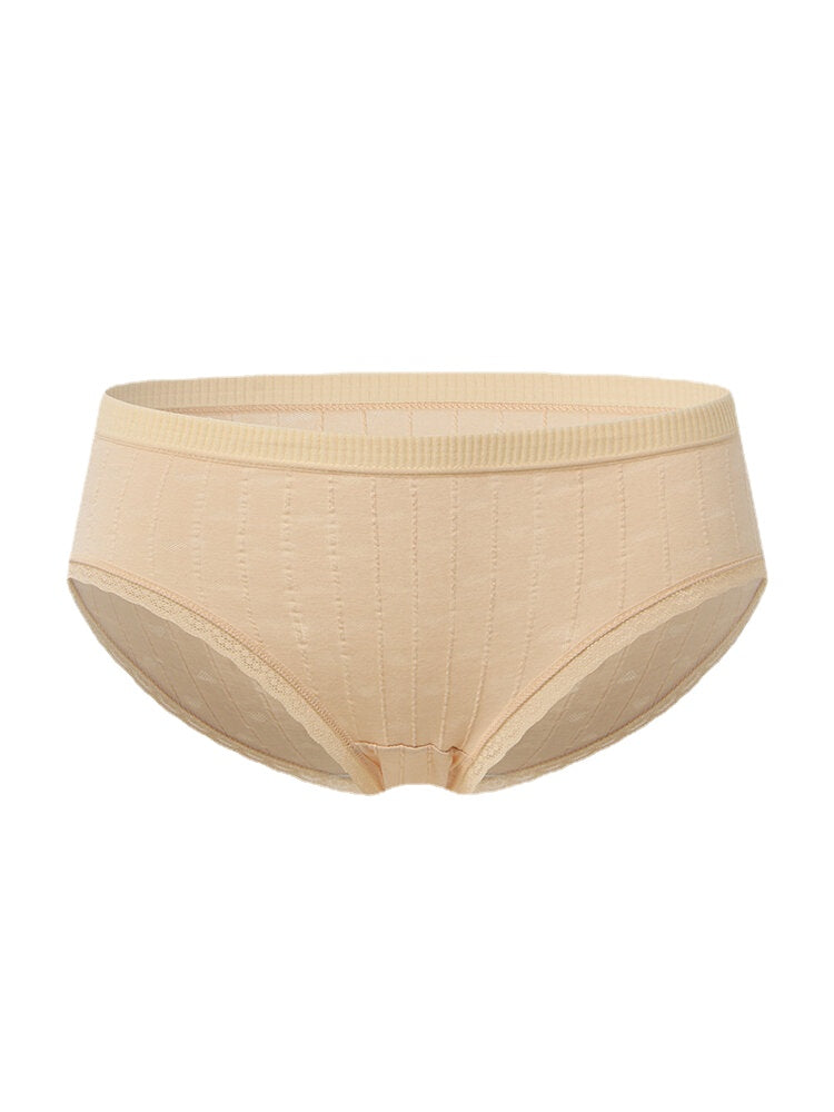 Women's Cotton Lace Trim Antibacterial Mid-Waist Panties Secondary image
