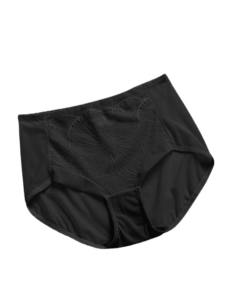 Women's Breathable Mesh High Waist Panties - See Through, Cozy, Solid Color