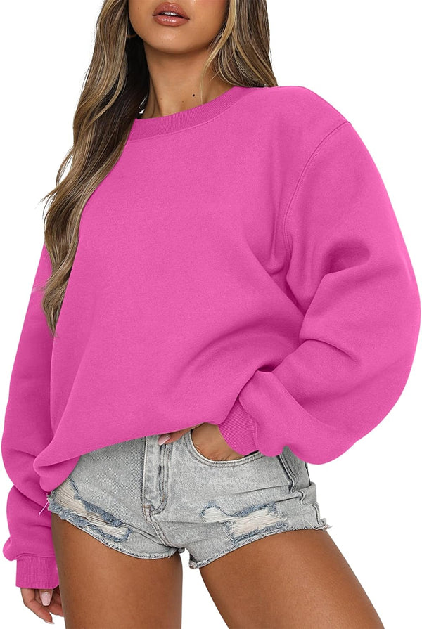 Oversized Crewneck Sweatshirt - Women's Teen Girls Fleece Pullover Sweater Top