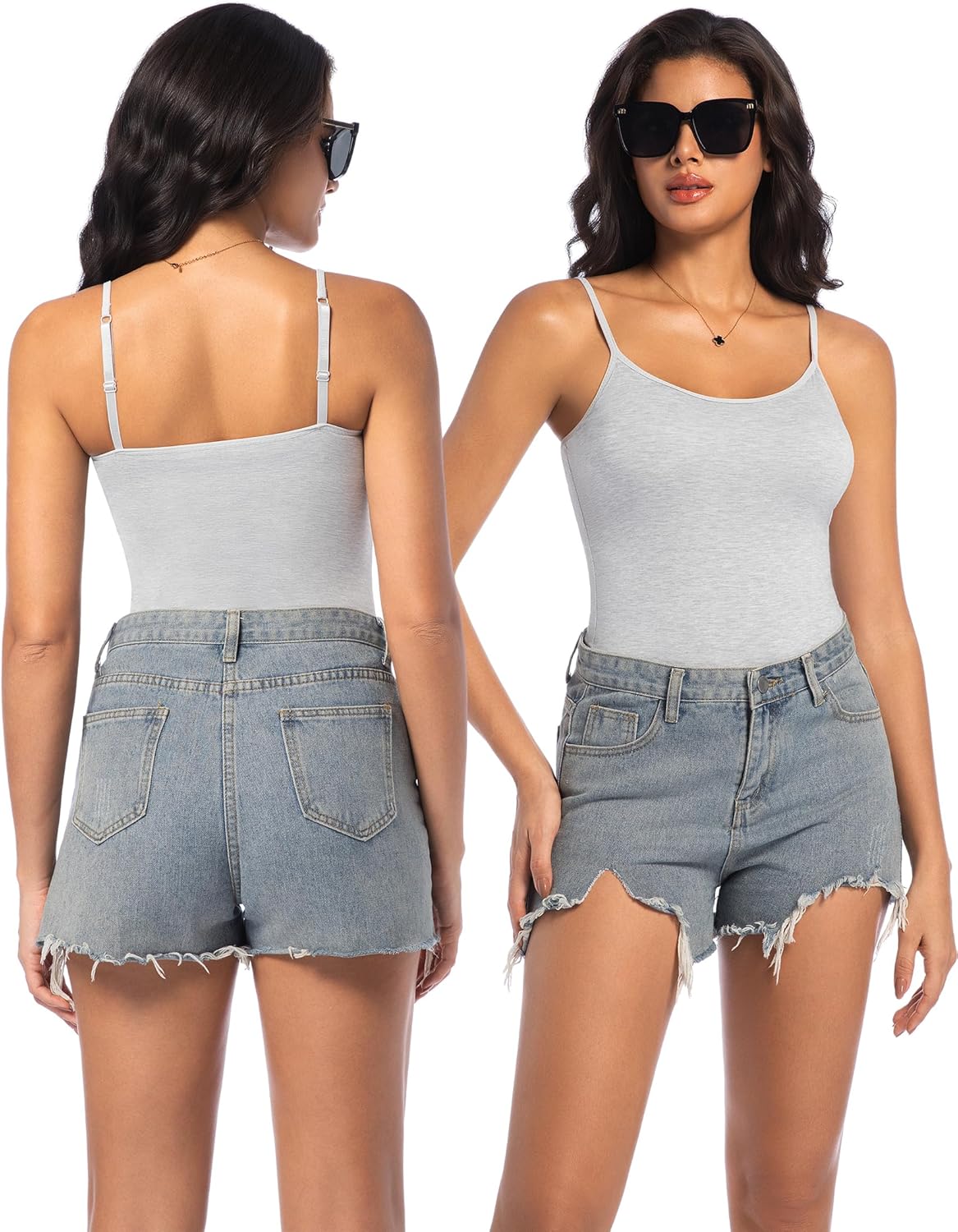 Camisole Tank Top for Women with Built-in Padded Shelf Bra Support,Spaghetti Strap Layering Camis, Basic Undershirt