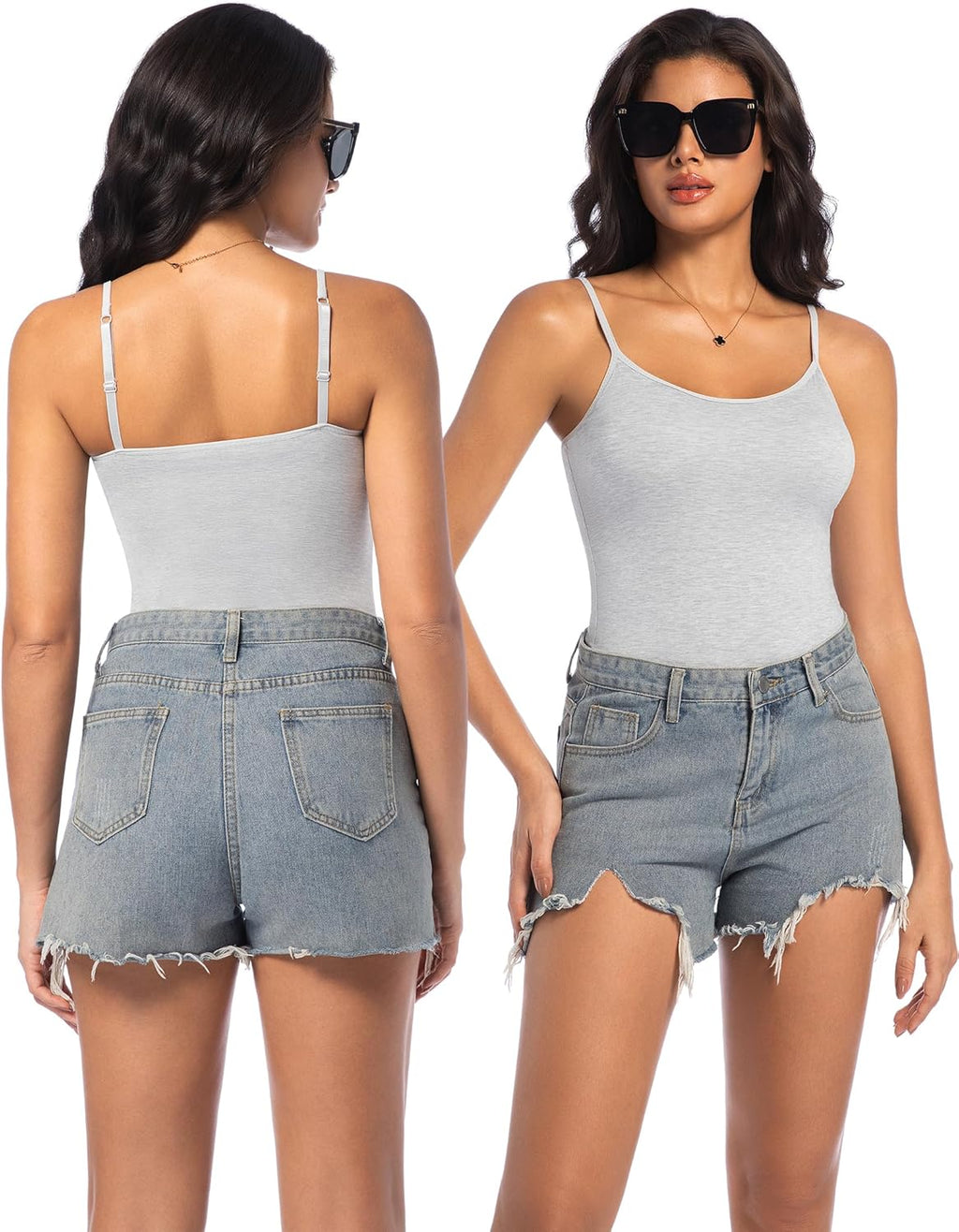 Camisole Tank Top for Women with Built-in Padded Shelf Bra Support,Spaghetti Strap Layering Camis, Basic Undershirt