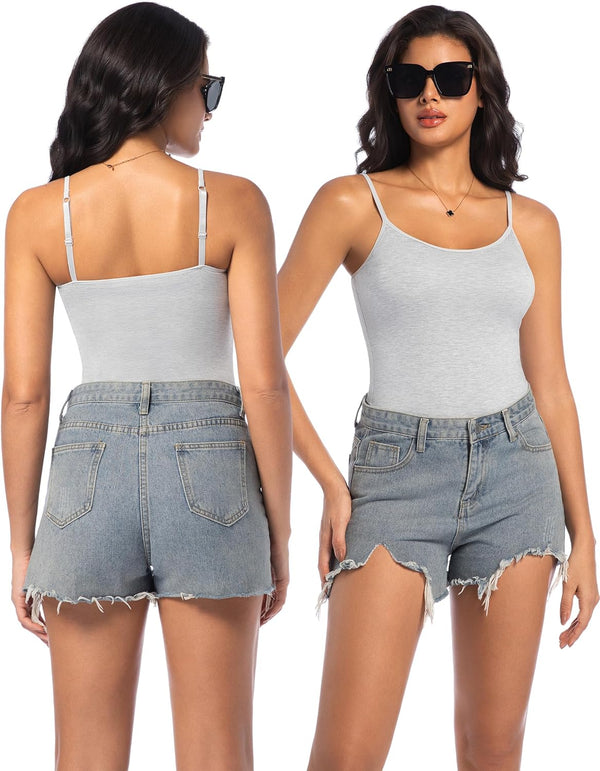 Camisole Tank Top for Women with Built-in Padded Shelf Bra Support,Spaghetti Strap Layering Camis, Basic Undershirt