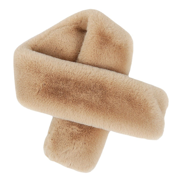 Women's Soft Faux Rabbit Fur Winter Scarf - Plush, Warm Cross Bib