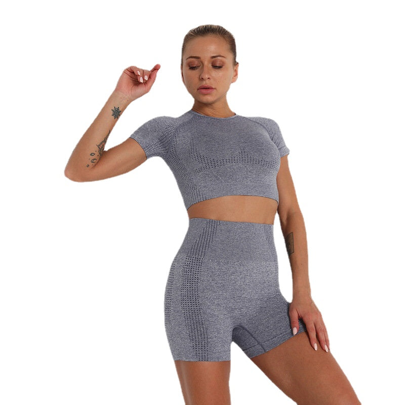 Women's High Waist Yoga Sets High Elasticity Skinny Quick Dry Yoga Sets Yoga Shirt Yoga Shorts Fitness Gym Workout Running Sports Clothing Sets