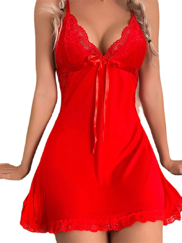 Women's Sexy Lace Backless Mini Strap Dress - Summer Party & Home Wear