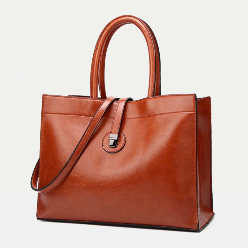 Women Faux Leather Retro Multi-pocket Large Capacity Handbag Shoulder Bag Tote Main image