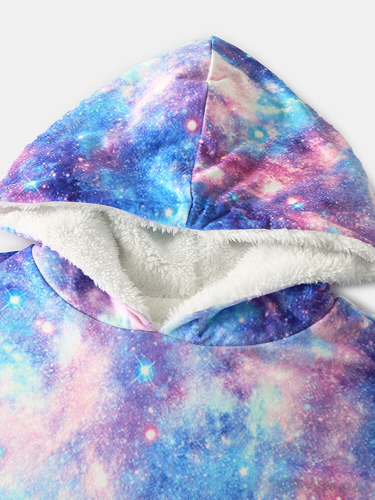 Women's Starry Sky Tie Dye Oversized Reversible Fleece Blanket Hoodie with Pocket Secondary image
