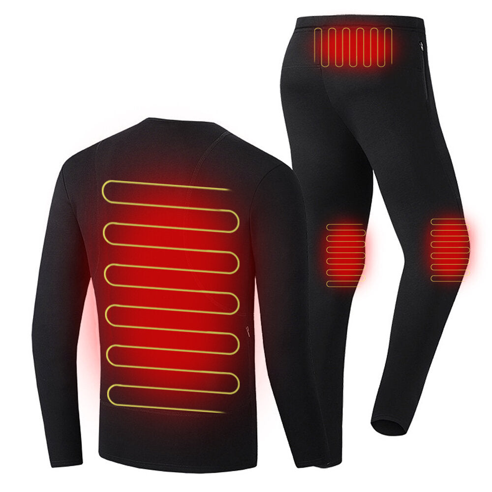 Electric Heated Underclothes Set for Men & Women Shirt + Trousers Velvet Lined Thermal Winter Clothing Main image