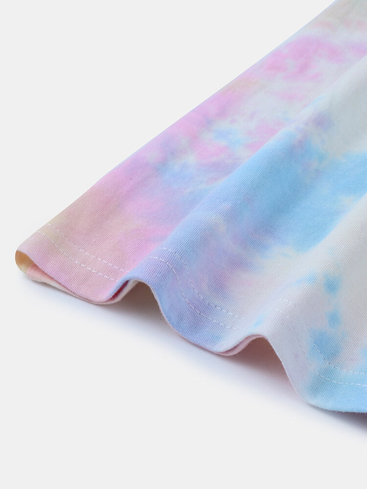 Women's Tie Dye Pajama Set - Short Sleeve, O-Neck, Soft Summer Sleepwear, 2-Piece