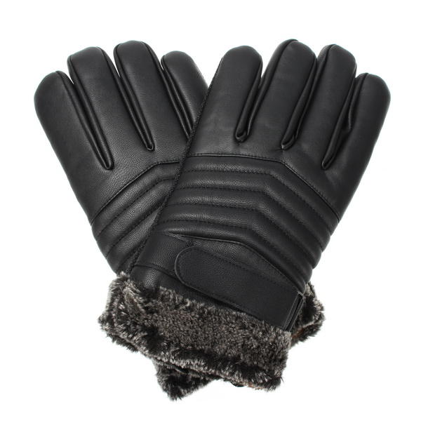 Black PU Gloves for Riding, Racing, Skiing, Fishing, Motorcycle & Mountain Biking - Thick & Durable Main image