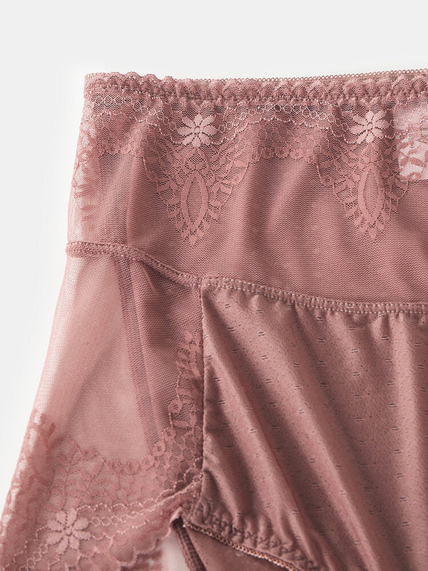 Women's High Waist Lace Sheer Breathable Stretch Lingerie Panties