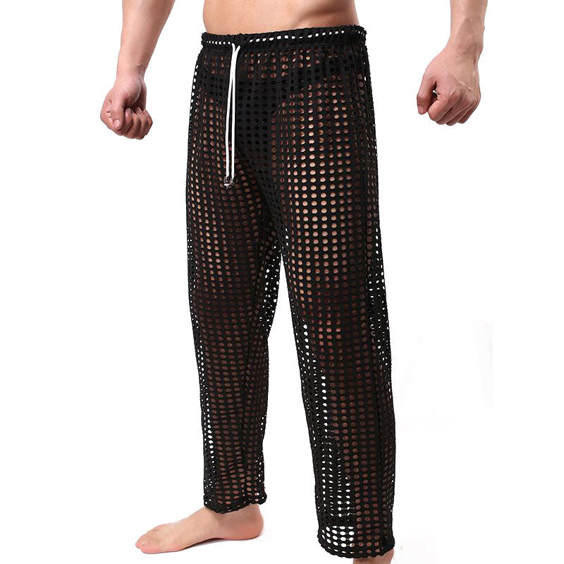 Sexy Hollow Mesh Breathable Perspective Home Sleepwear Pajamas Pants for Men Secondary image