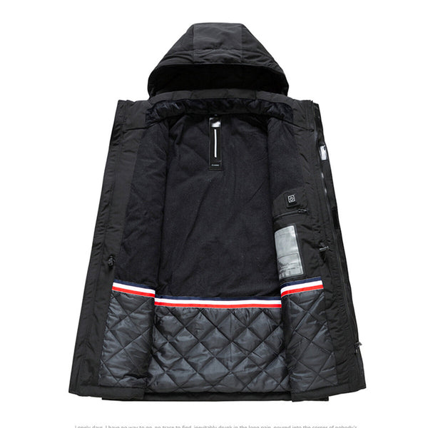 Heated USB Hooded Jacket - Washable, Winter Warm Electric Coat