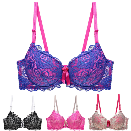 Skin-friendly Sexy Ladies' Lace Push Up Cotton Bralette Plus Size Main image