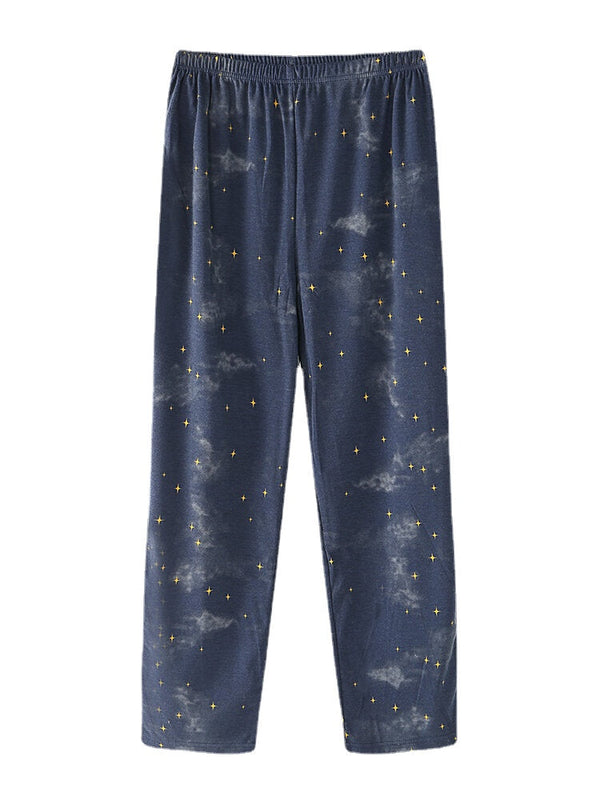 Women's Polar Bear & Starry Sky Pajama Set - Pullover Top & Elastic Waist Pants with Pockets