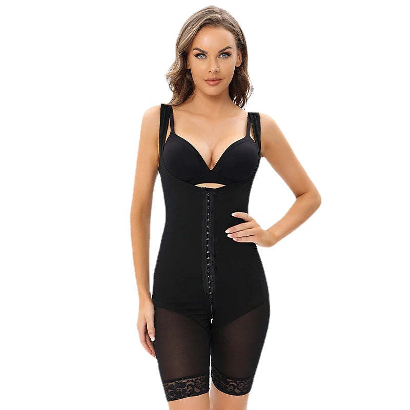 Tummy Control Shapewear for Women Seamless Bodysuit Open Bust Mid Thigh Body Shaper Shorts