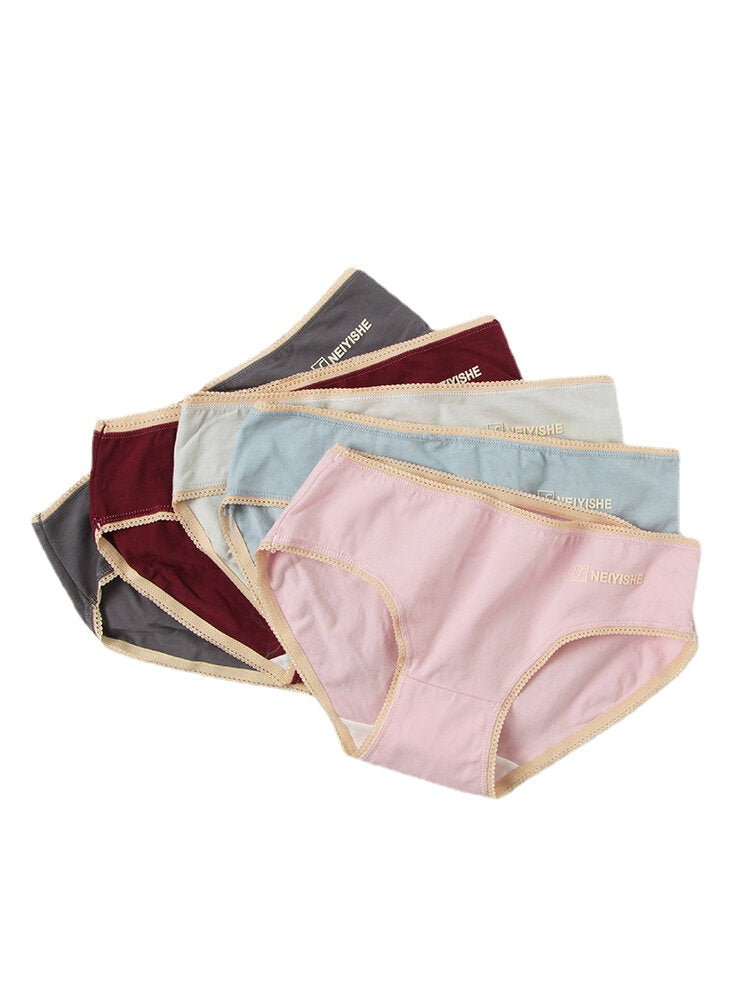 Women's Lace Cotton Mid Waist Breathable Panties Main image