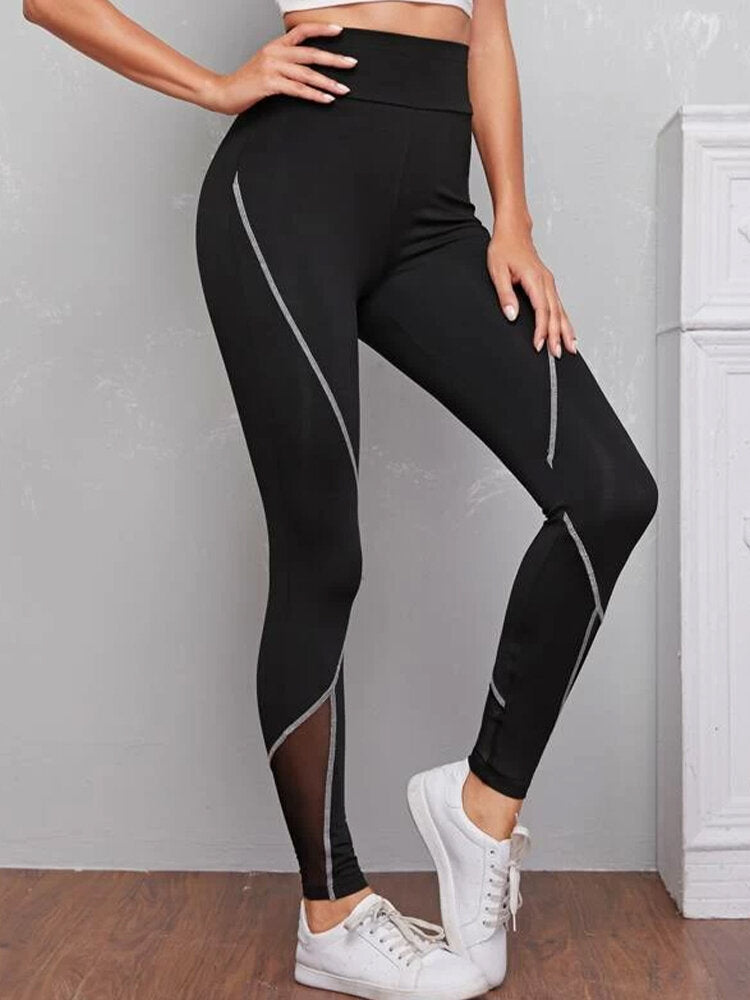 Women Patch Line Print Elastic Waist Bodycon Sport Casual Leggings Secondary image