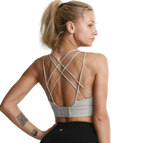 Fashionable Women's Shockproof Widen Hem Push Up Bra With Cross Straps For Yoga