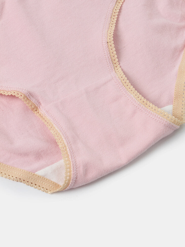 Women's Lace Cotton Mid Waist Breathable Panties
