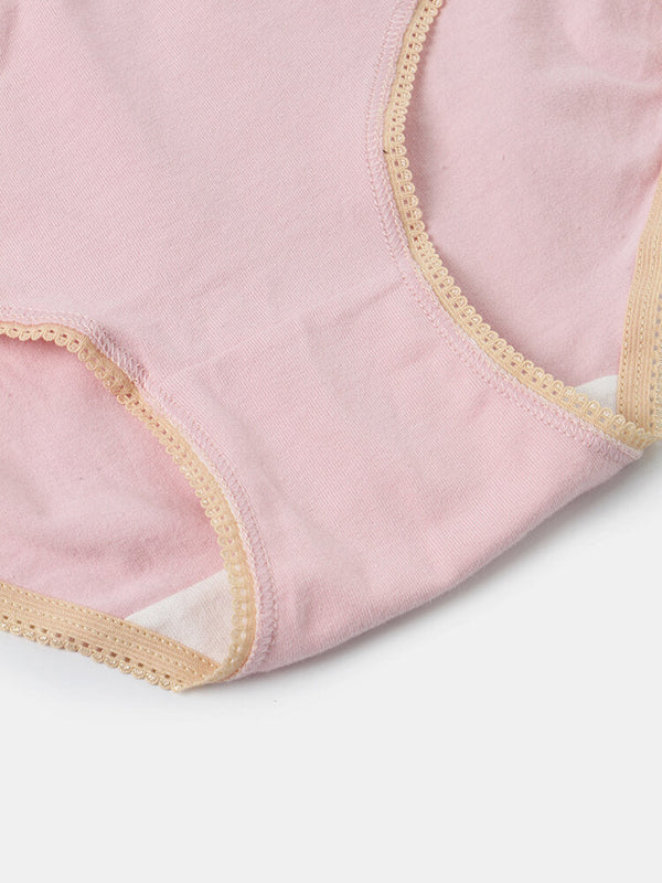 Women's Lace Cotton Mid Waist Breathable Panties