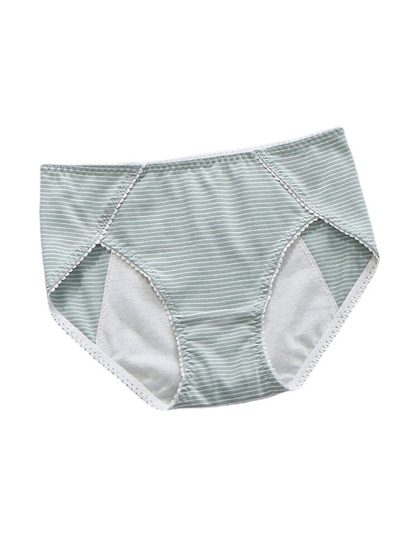 Women's Striped Antibacterial Cotton Mid Waist Panties