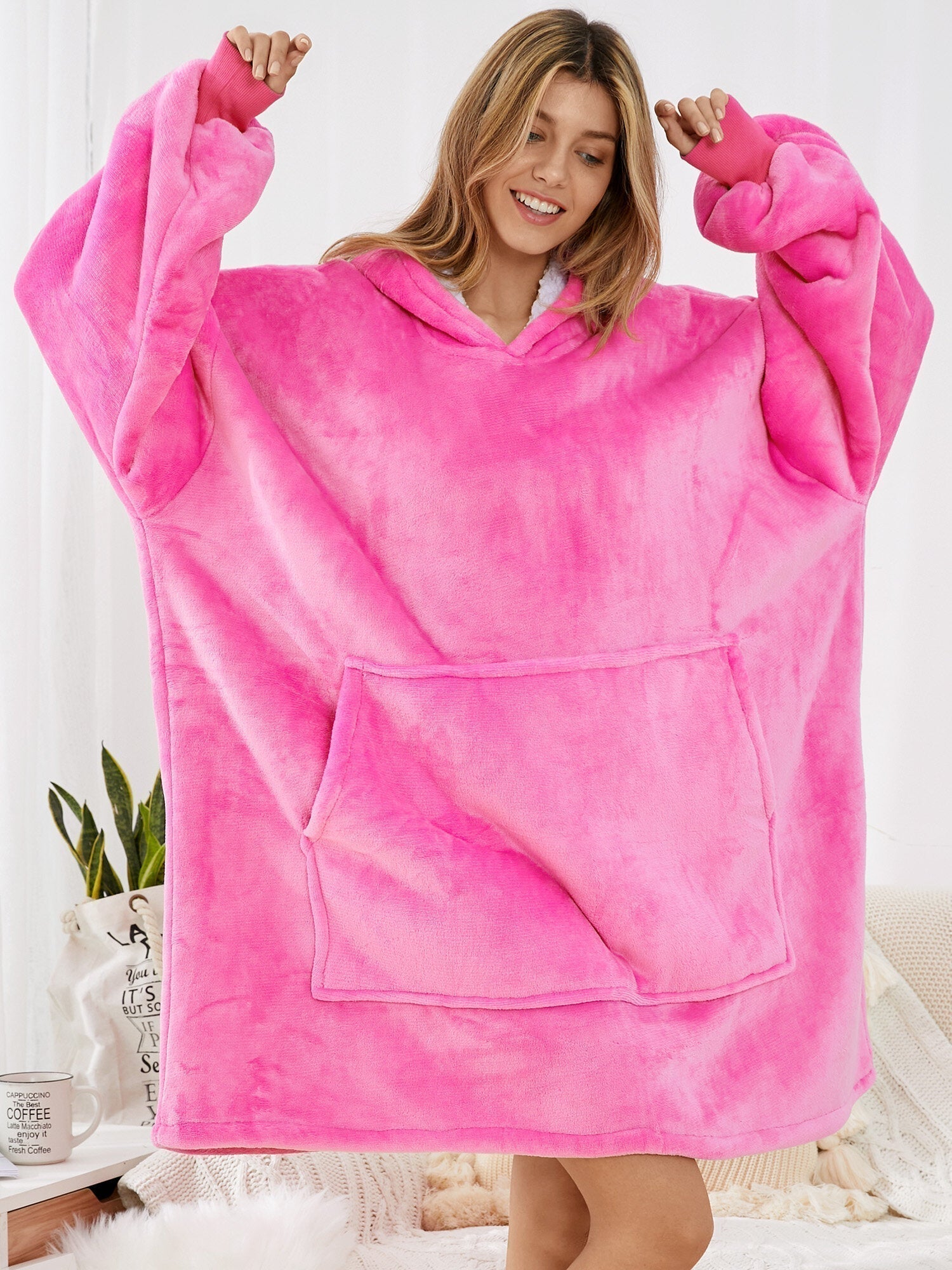 Women's Fleece Lined Blanket Hoodie - Winter Pullover Homewear