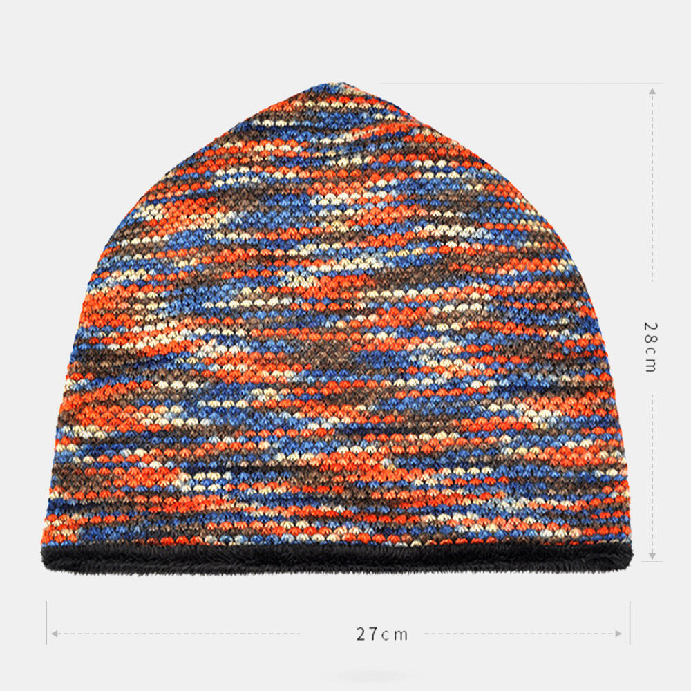 Unisex Velvet Warm Thick Outdoor Mixed Color Brimless Beanie
