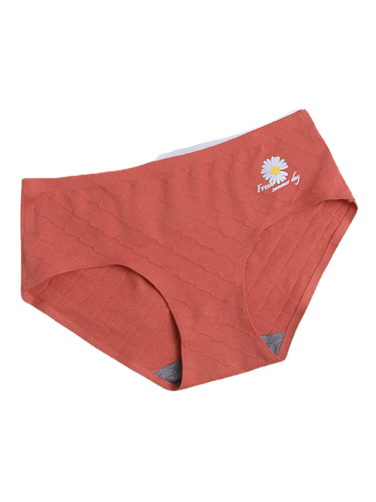 Women's Daisy Print Mid-Waist Comfy Breathable Panty