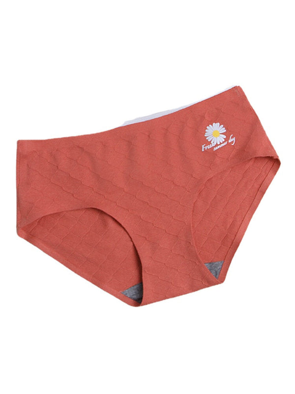 Women's Daisy Print Mid-Waist Comfy Breathable Panty