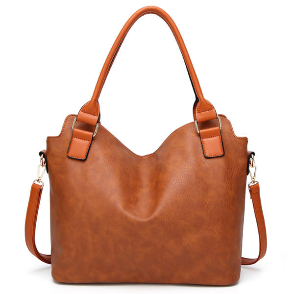 Women's Vintage Tote Shoulder Bag Large Capacity Handbag with Front Zip Card Pockets Main image