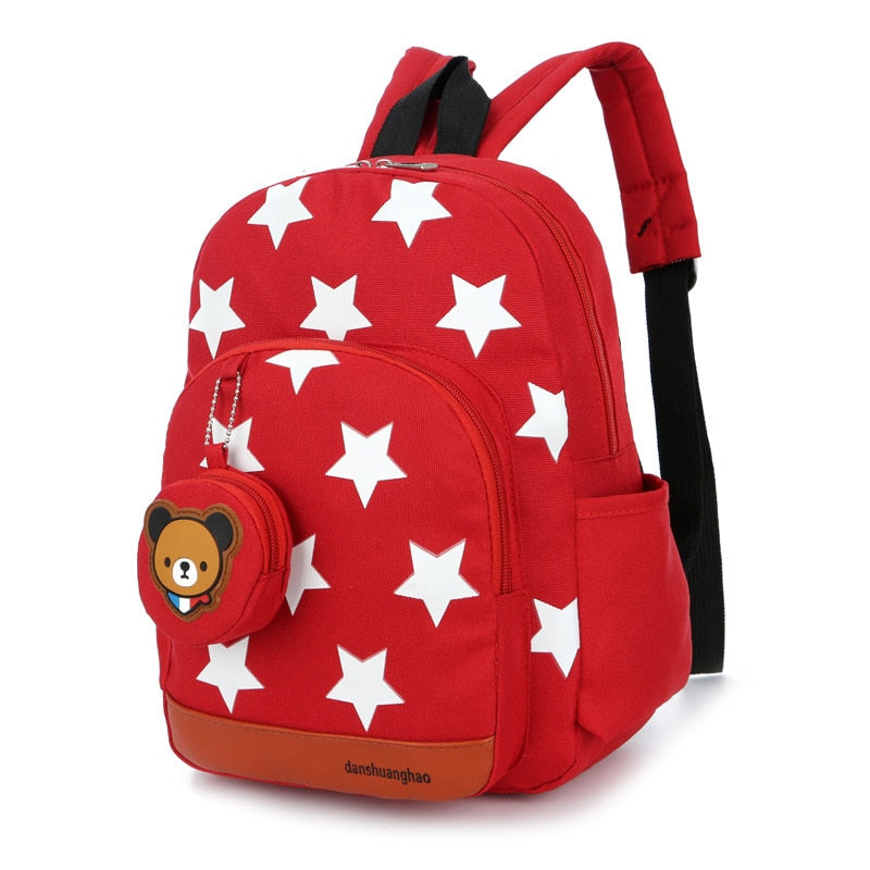 Stylish Kids' Star Print Nylon School Bags With Bear Pattern Hanging Bag Secondary image