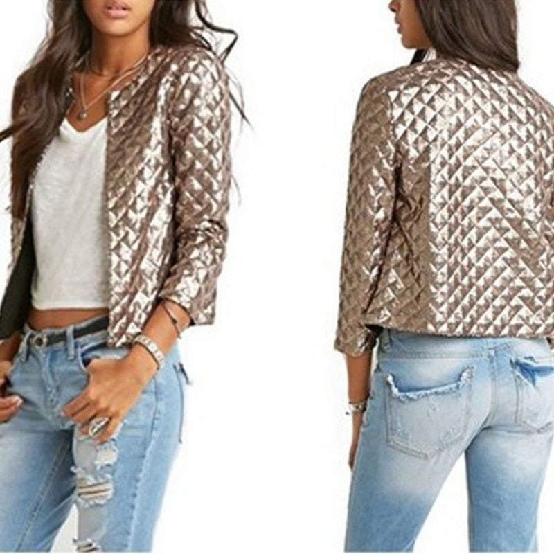 Stylish Women's Wide-waisted Slim Short Jackets With Sequins Secondary image