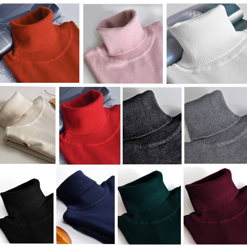Women's Winter Turtle Neck Ribbed Knit Sweater Pullover