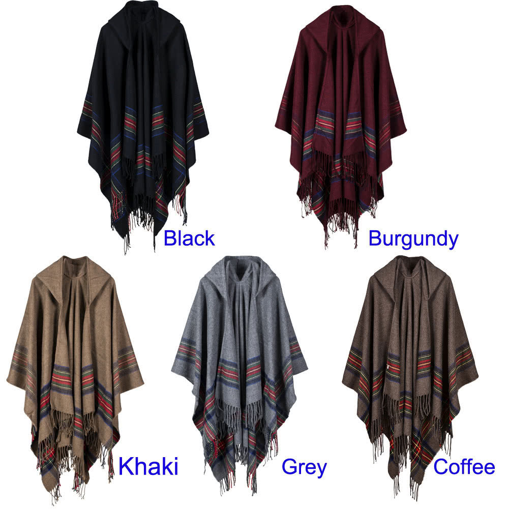 Women's Hooded Knitted Poncho Cape Cardigan Sweater Shawl Scarf Cashmere Pashmina