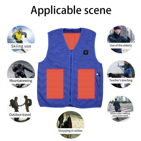 Unisex Heated Vest with Rechargeable Intelligent Thermostat, Waterproof, Washable, Auto-Regulating for Winter