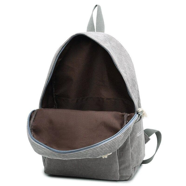 Preppy Style Female Soft Corduroy Backpack For School