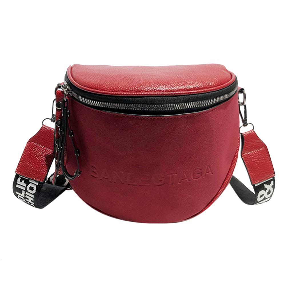 Trendy Casual Female Semicircle Saddle Leather Crossbody Bag With Wide Straps Main image