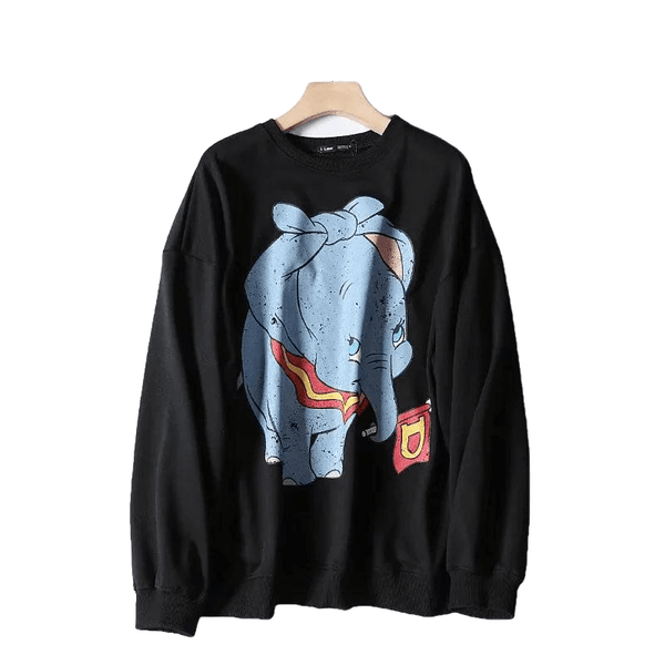 Casual Black Pink Lion King Print Women Hoodies Long Sleeve O Neck Ladies Sweatshirt Pullover