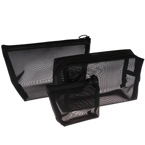 Casual Transparent 3 Pcs/set Zipper Toiletry Mesh Bags For Travel