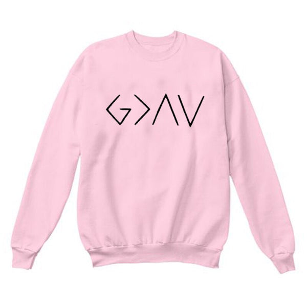 God Is Greater Than The Highs And Lows Women Sweatshirt Full Sleeve Believe Female Jesus Jumper Christian Pullover
