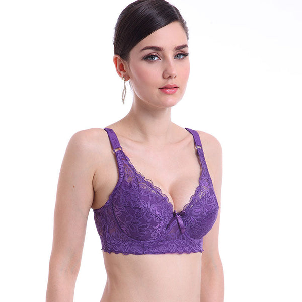 Plus Large Big Size Lace Bras For Women'S Bralette Bh Underwear Sexy Lingerie Super Push Up Brassiere Girl Minimizer Deep V